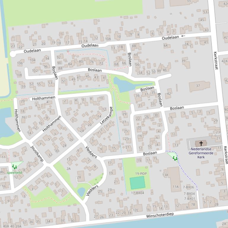 Kaart van de Boslaan.