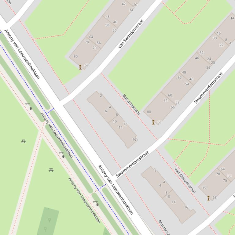 Kaart van de Bosschastraat.