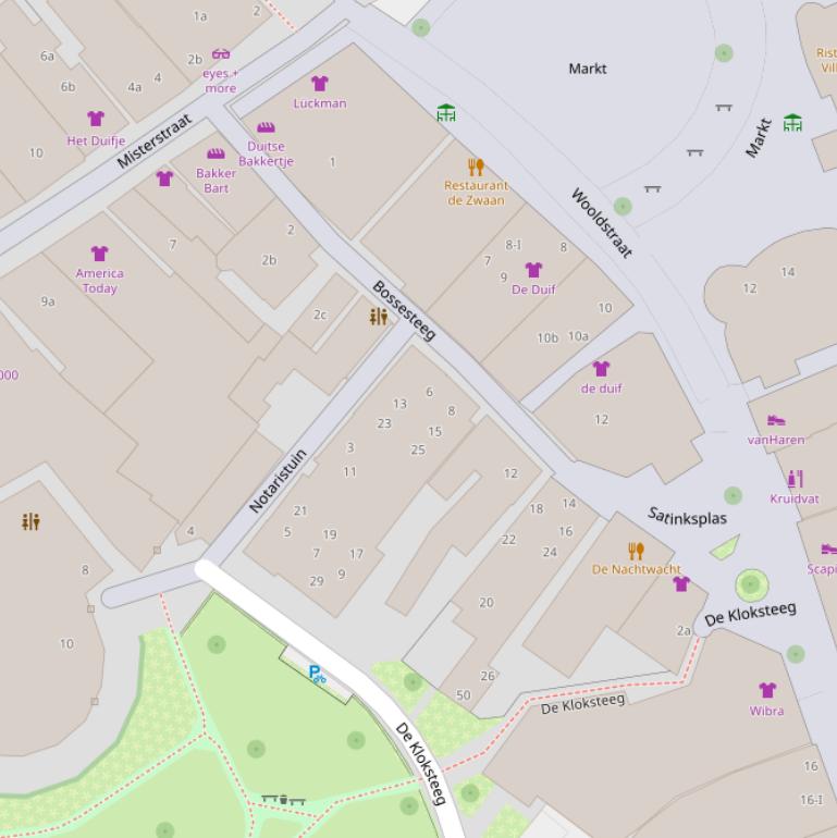 Kaart van de Bossesteeg.