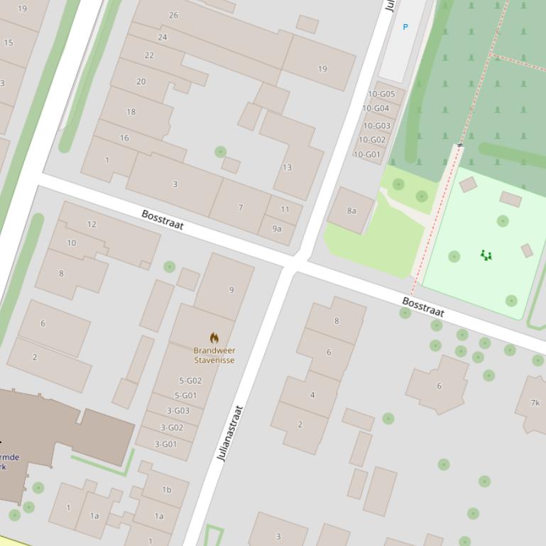 Kaart van de Bosstraat.