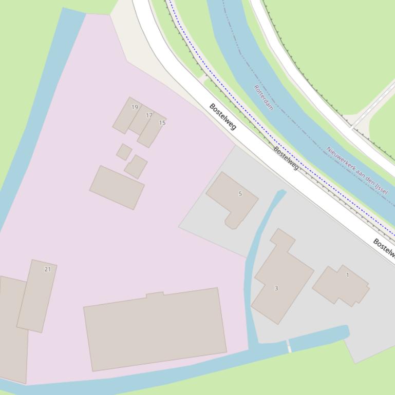 Kaart van de Bostelweg.