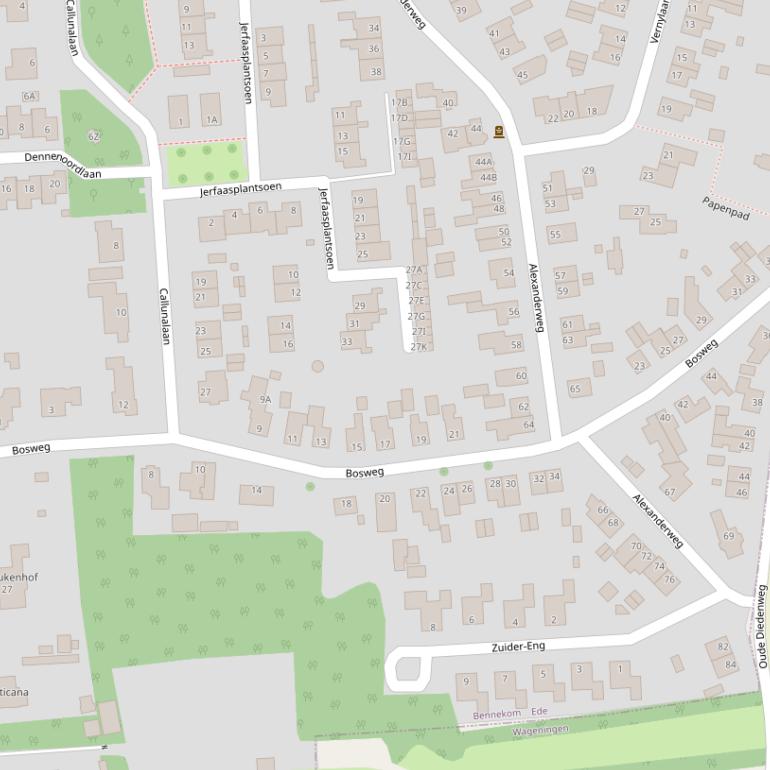 Kaart van de Bosweg.