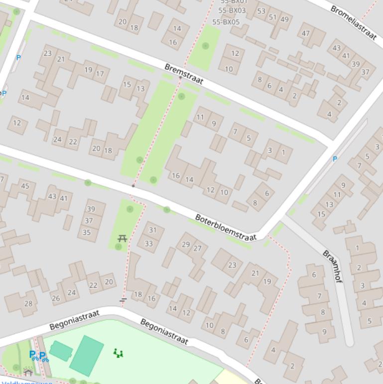 Kaart van de Boterbloemstraat.