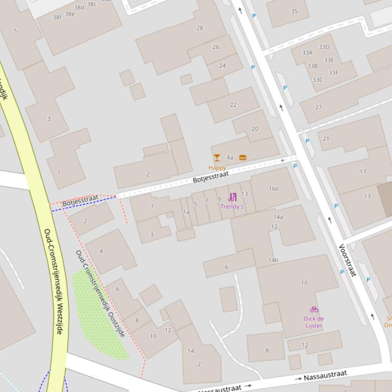 Kaart van de Botjesstraat.