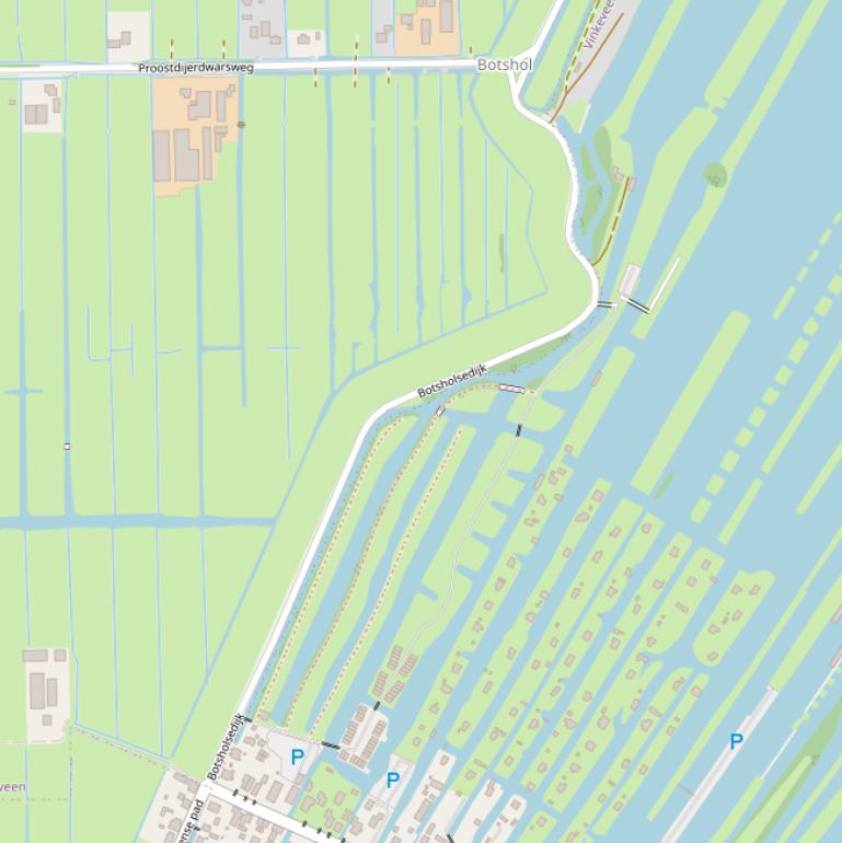 Kaart van de Botsholsedijk.