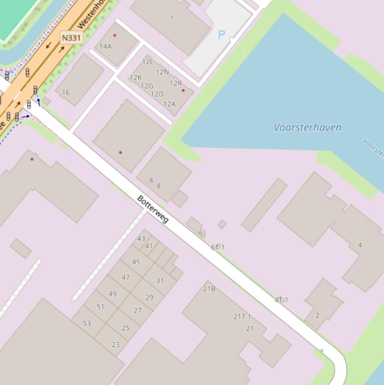 Kaart van de Botterweg.