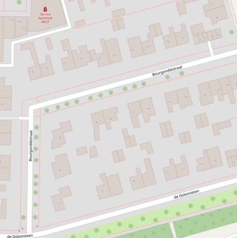 Kaart van de Bourgondiëstraat.