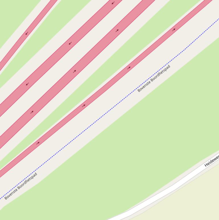 Kaart van het Bovenste Boordfietspad.