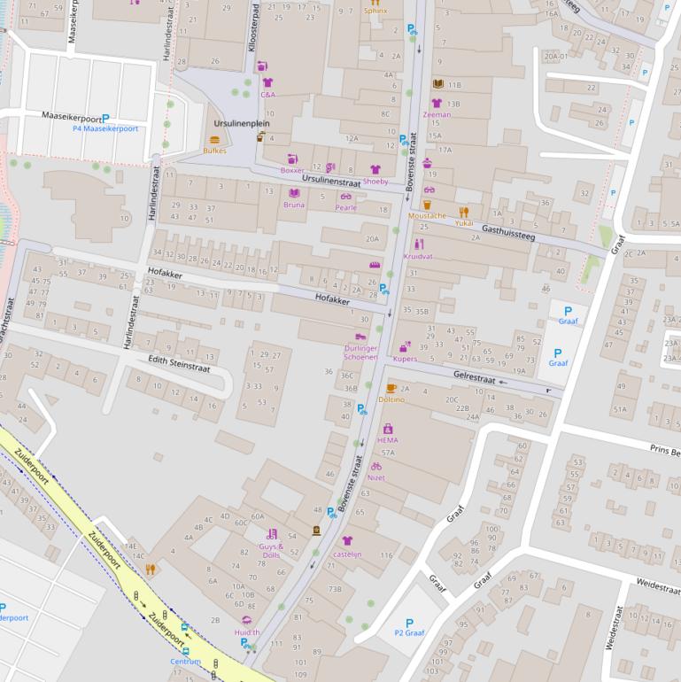 Kaart van de Bovenste straat.