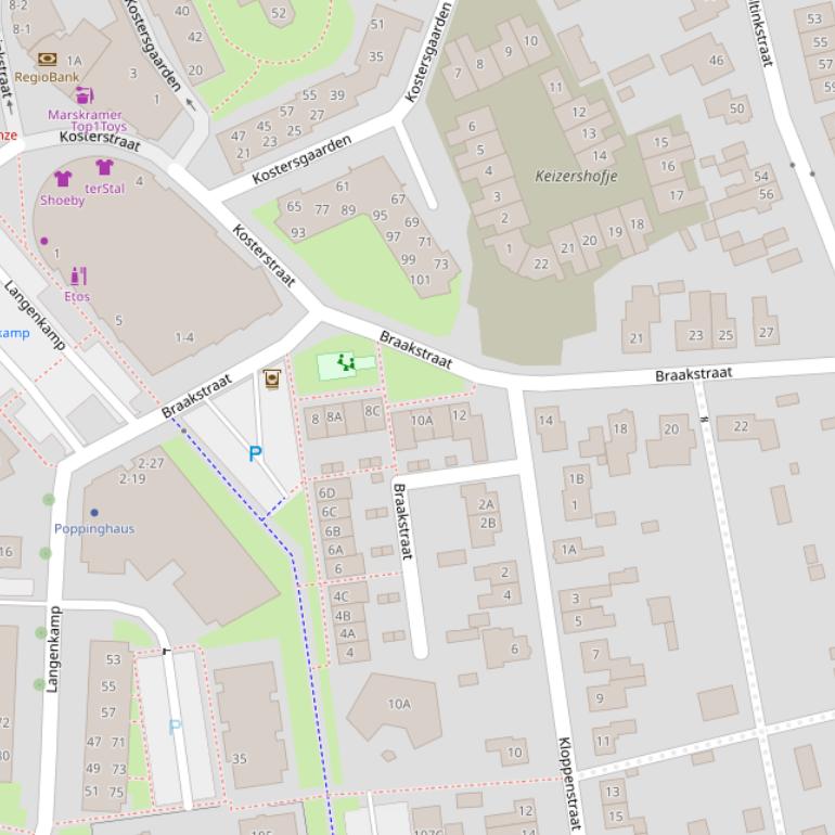 Kaart van de Braakstraat.