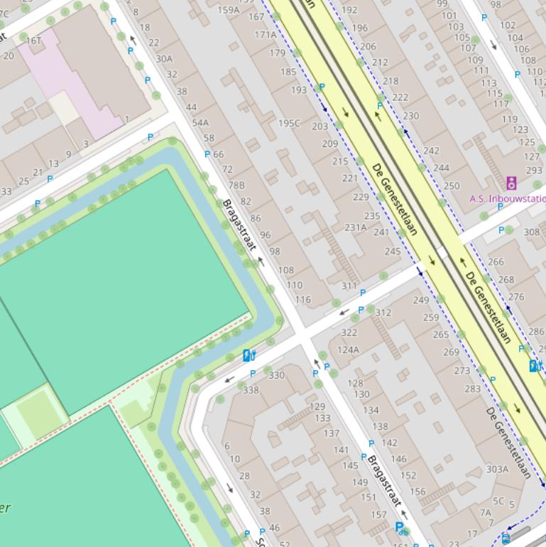 Kaart van de Bragastraat.