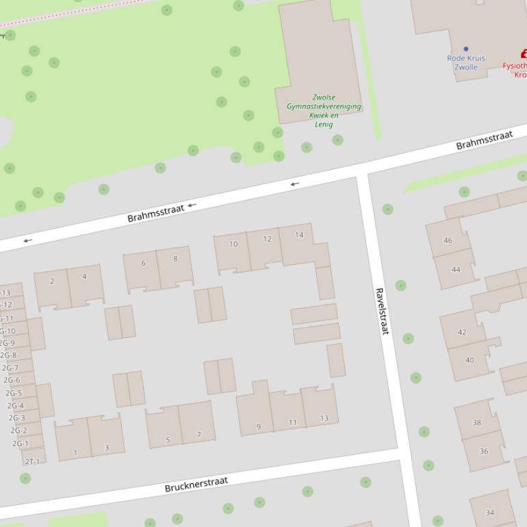 Kaart van de Brahmsstraat.