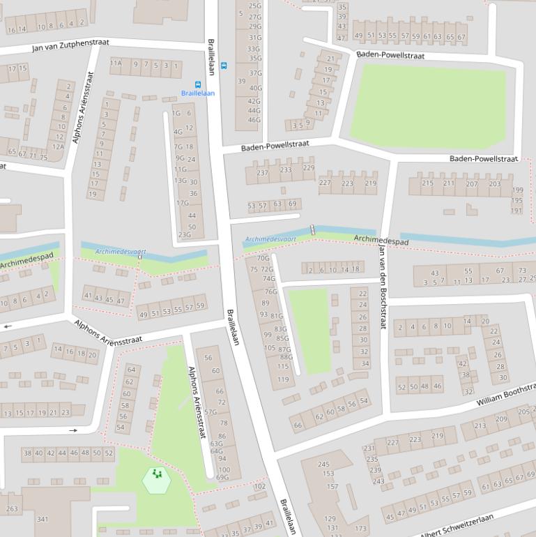 Kaart van de Braillelaan.