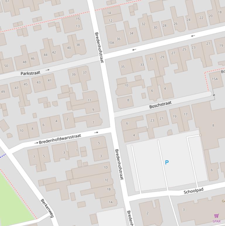 Kaart van de Bredenhofstraat.