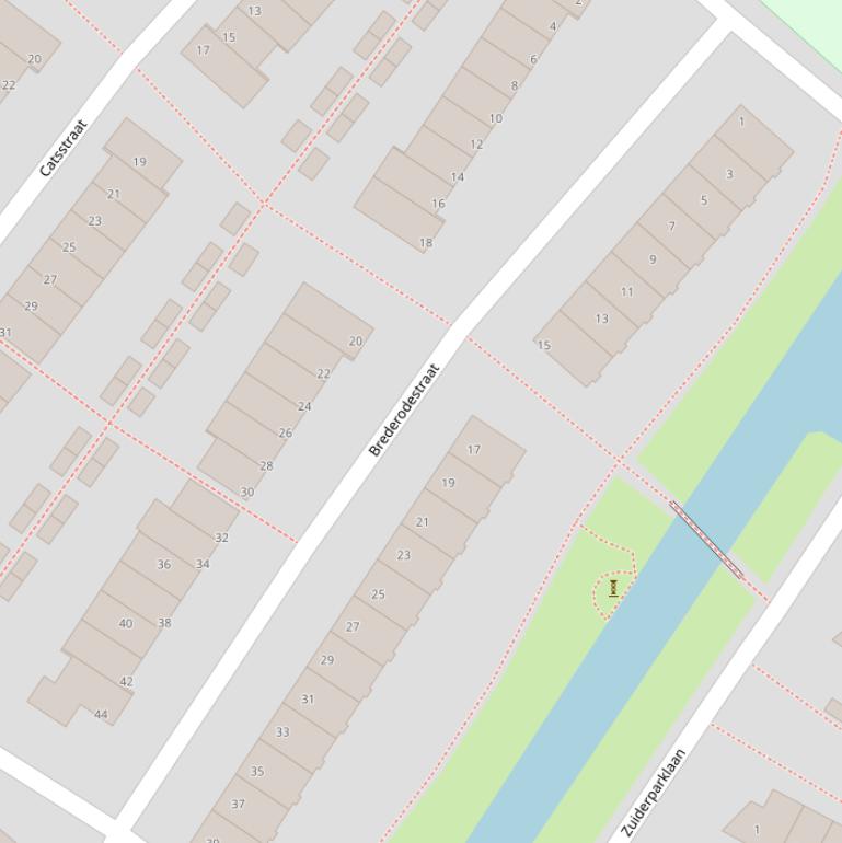 Kaart van de Brederodestraat.