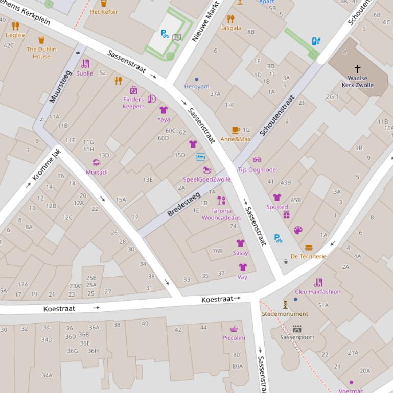 Kaart van de Bredesteeg.