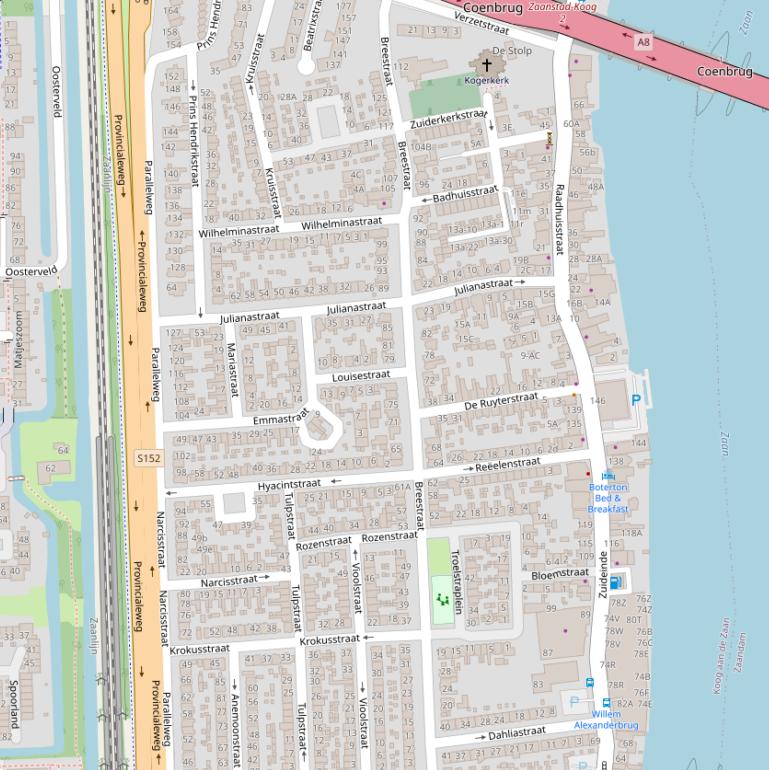 Kaart van de Breestraat.