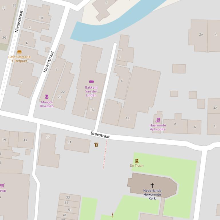 Kaart van de Breestraat.