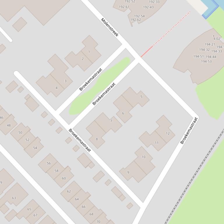 Kaart van de Broekemastraat.