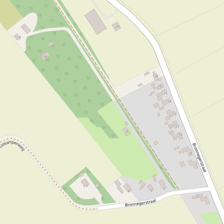 Kaart van de Bronnegerstraat.