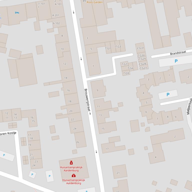 Kaart van de Brouwerijstraat.