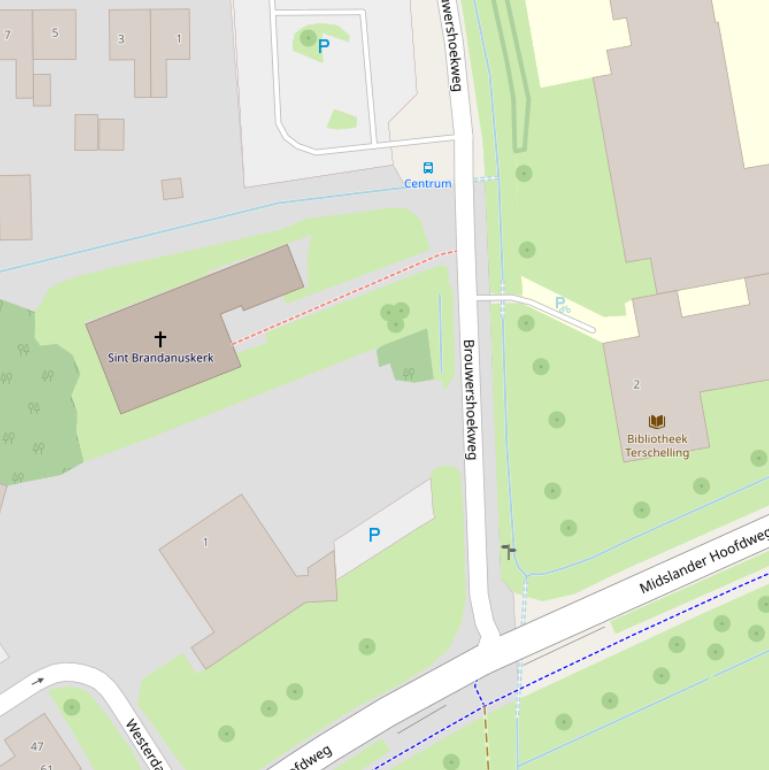 Kaart van de Brouwershoekweg.