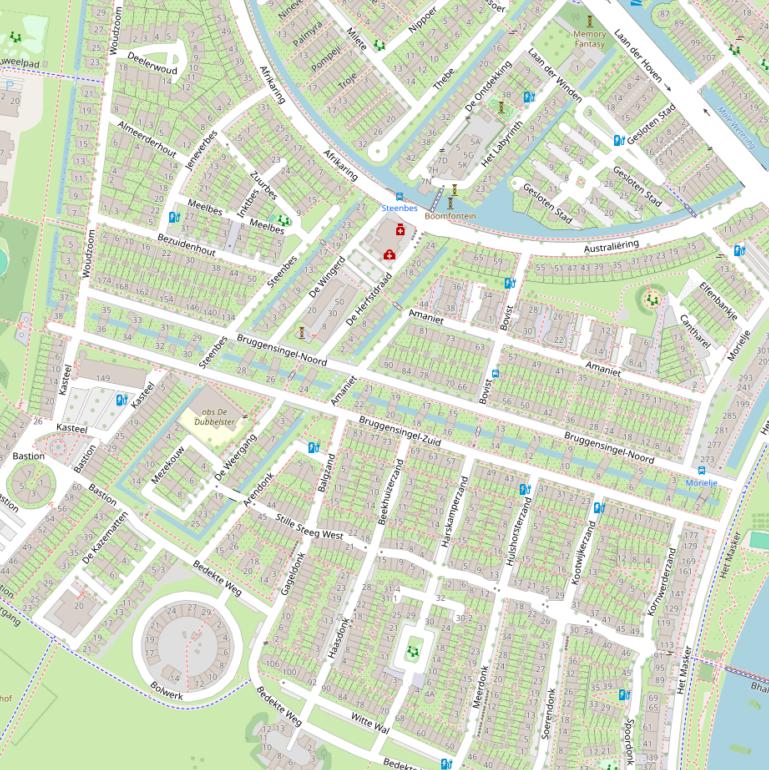 Kaart van  Bruggensingel-Noord.