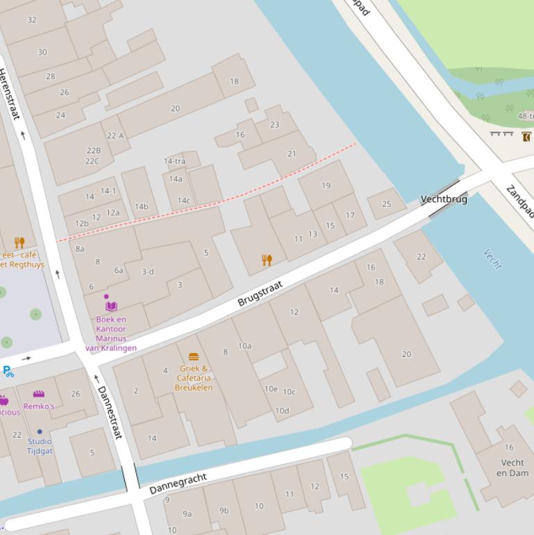 Kaart van de Brugstraat.