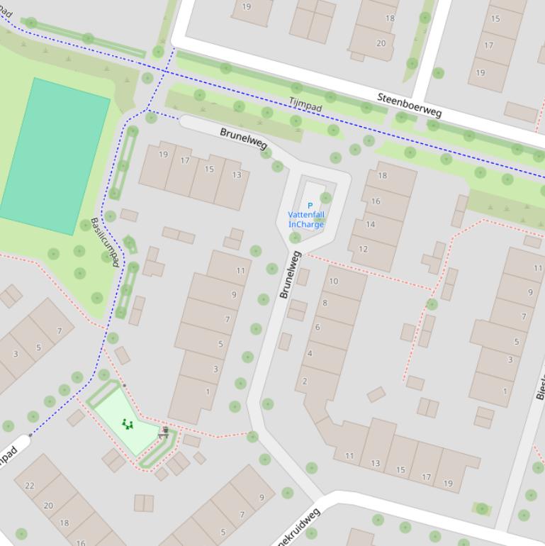Kaart van de Brunelweg.