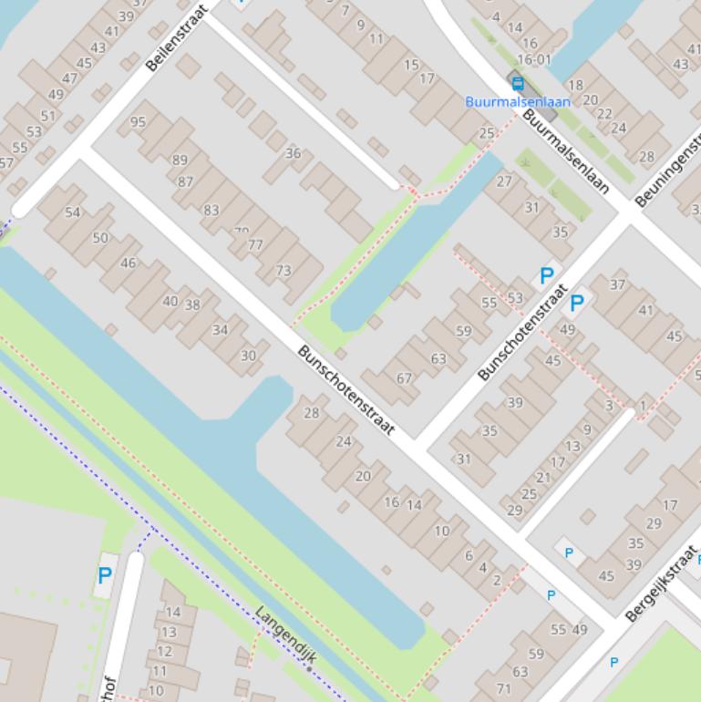 Kaart van de Bunschotenstraat.