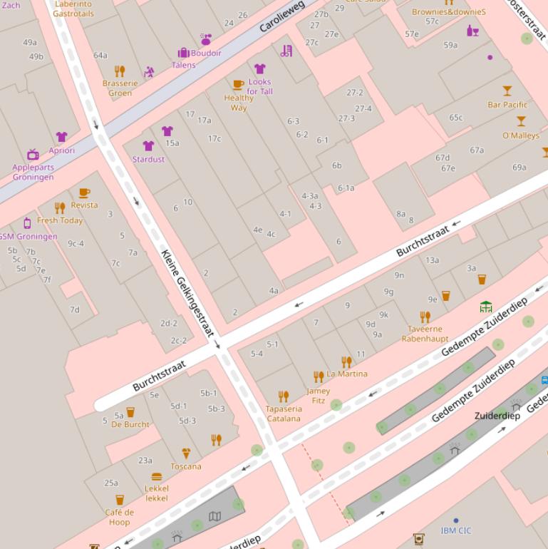 Kaart van de Burchtstraat.