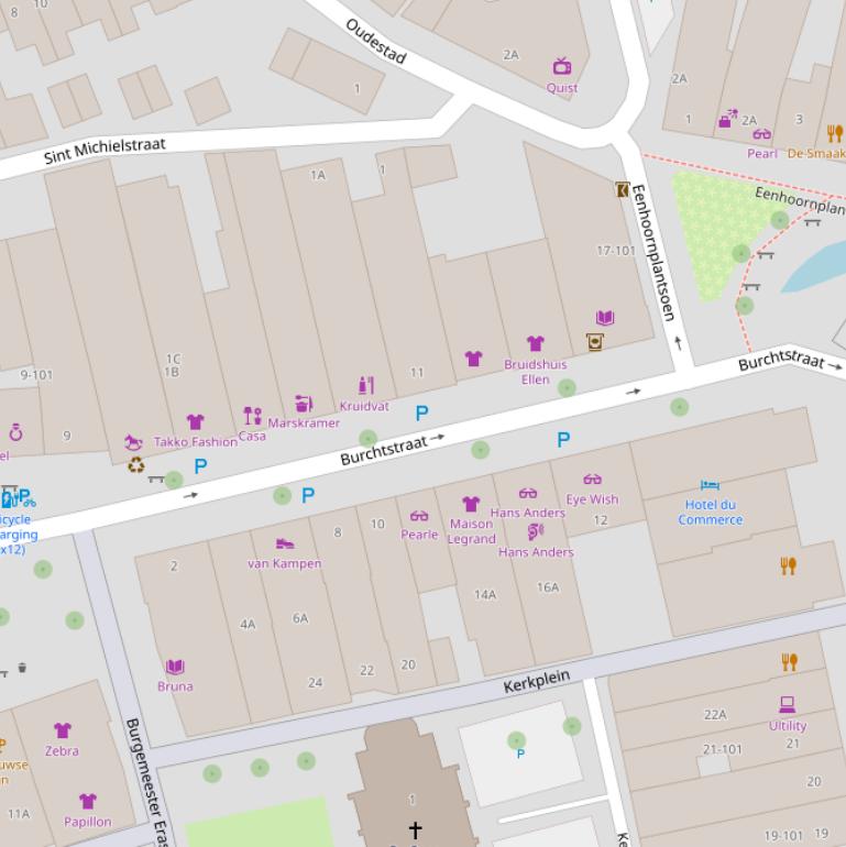 Kaart van de Burchtstraat.