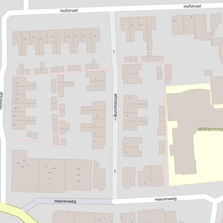 Kaart van de Burchtstraat.