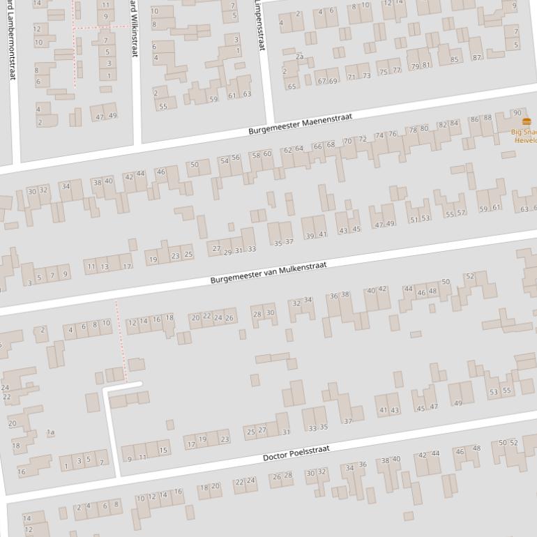 Kaart van de Burg van Mulkenstraat.