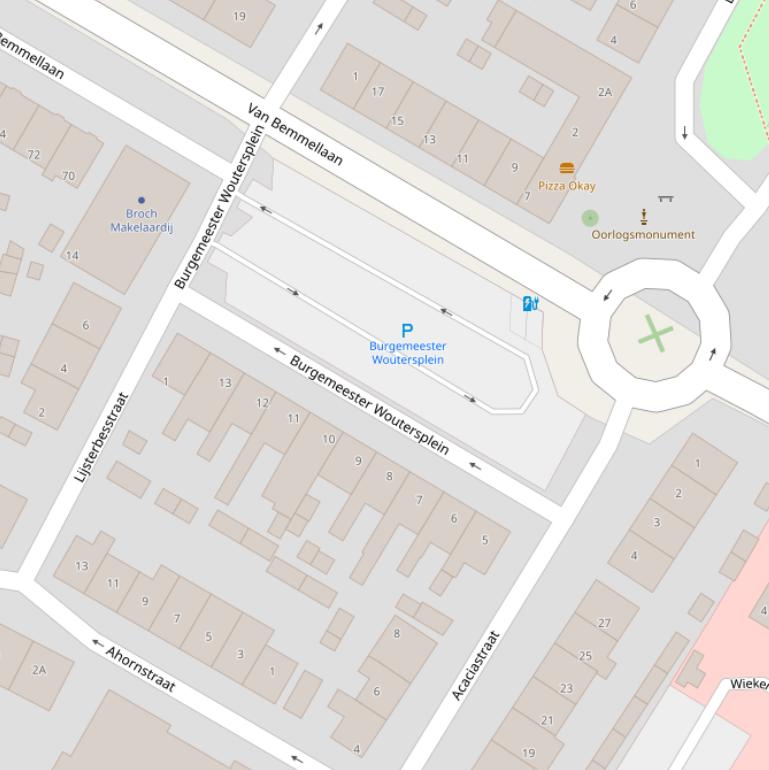 Kaart van het Burg Woutersplein.