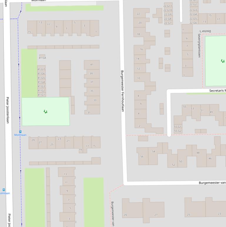 Kaart van de Burgemeester Fernhoutlaan.