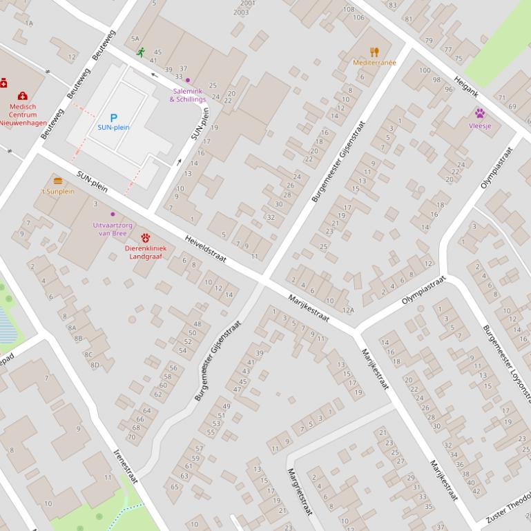 Kaart van de Burgemeester Gijsenstraat.