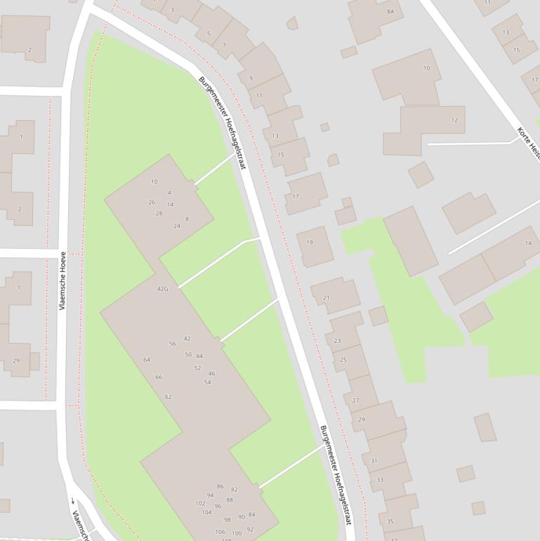 Kaart van de Burgemeester Hoefnagelstraat.