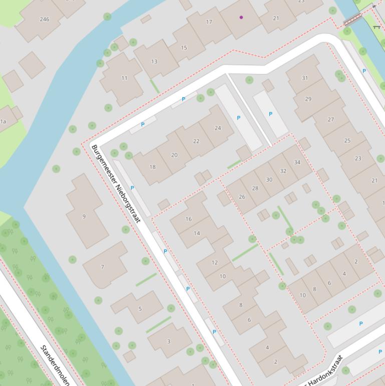 Kaart van de Burgemeester Nieborgstraat.