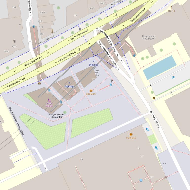 Kaart van het Burgemeester s’Jacobplein.