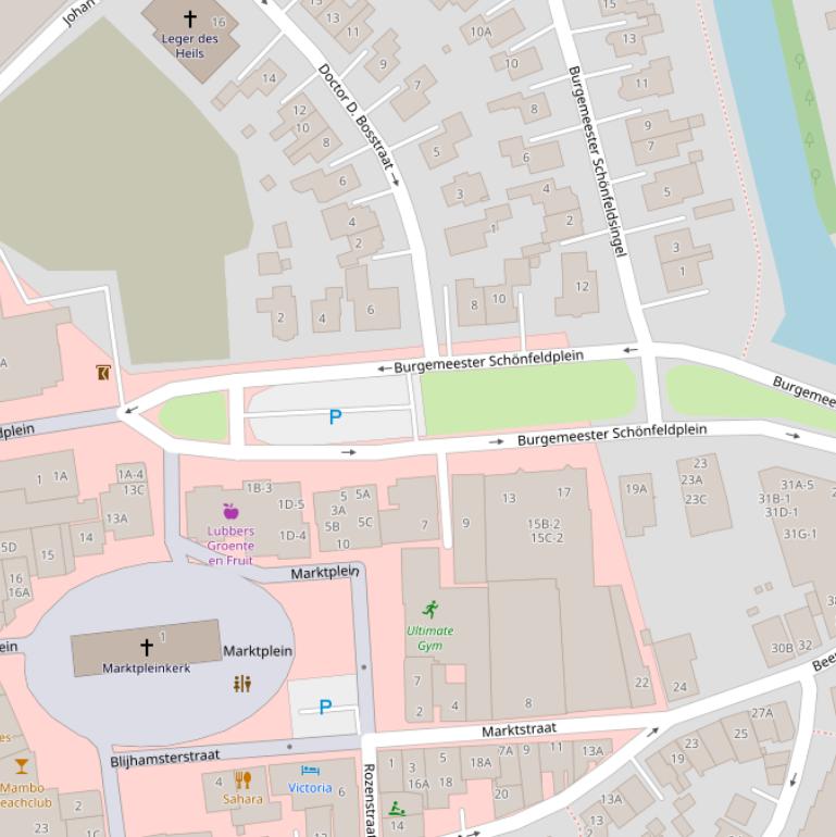 Kaart van het Burgemeester Schönfeldplein.