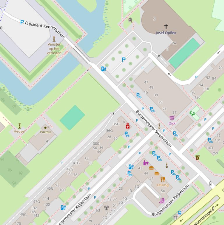 Kaart van de Burgemeester Sweenslaan.