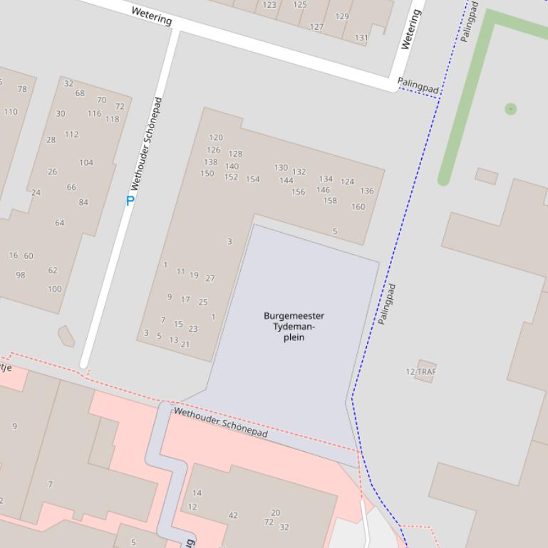 Kaart van het Burgemeester Tydeman-plein.