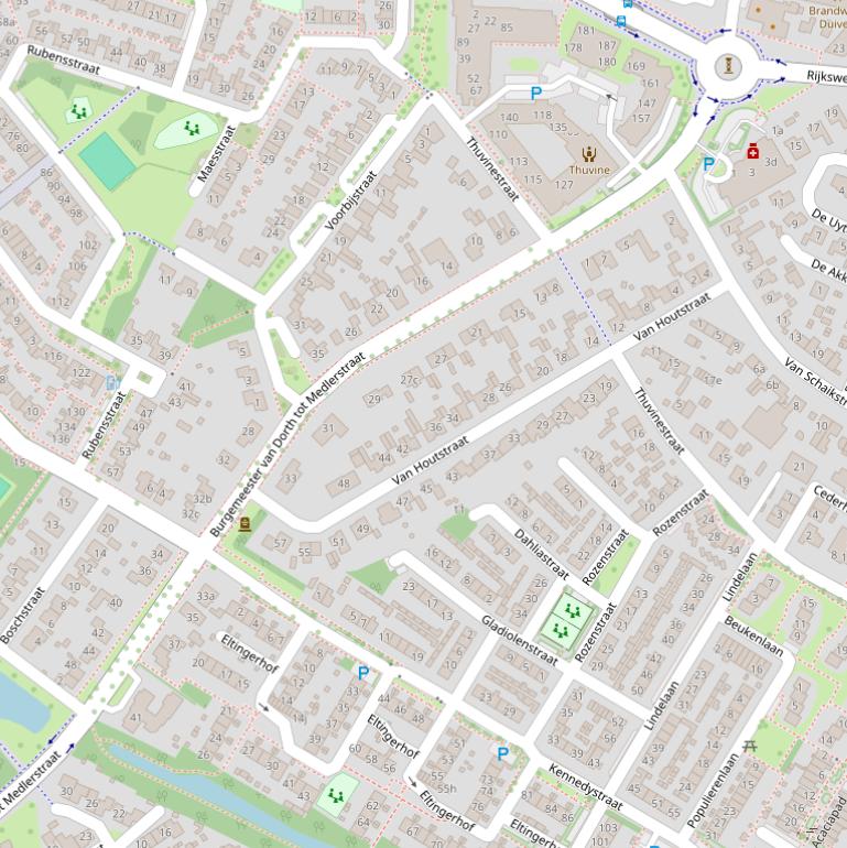 Kaart van de Burgemeester van Dorth tot Medlerstraat.