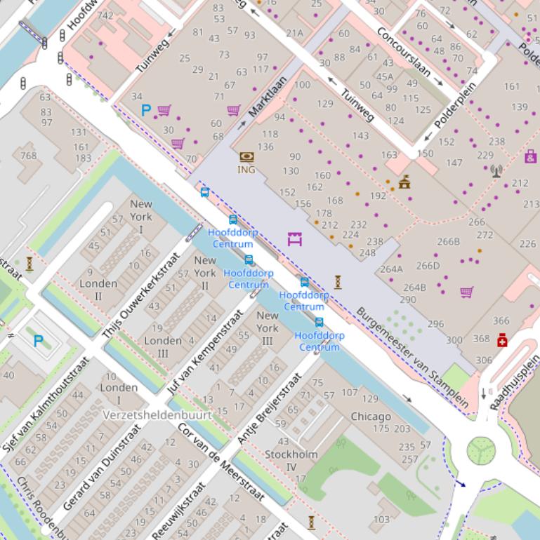 Kaart van het Burgemeester van Stamplein.