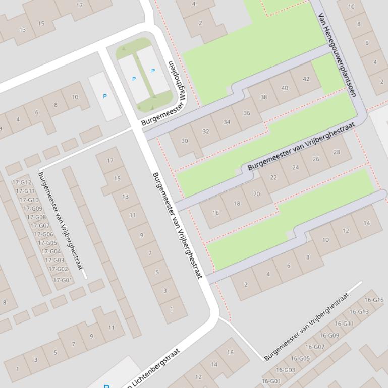 Kaart van de Burgemeester van Vrijberghestraat.