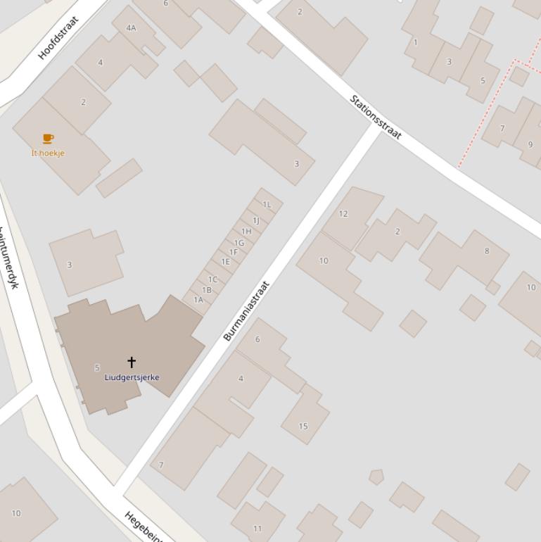 Kaart van de Burmaniastraat.