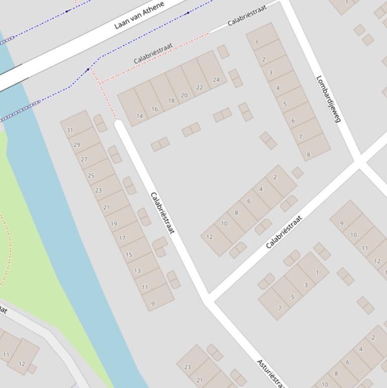 Kaart van de Calabriëstraat.