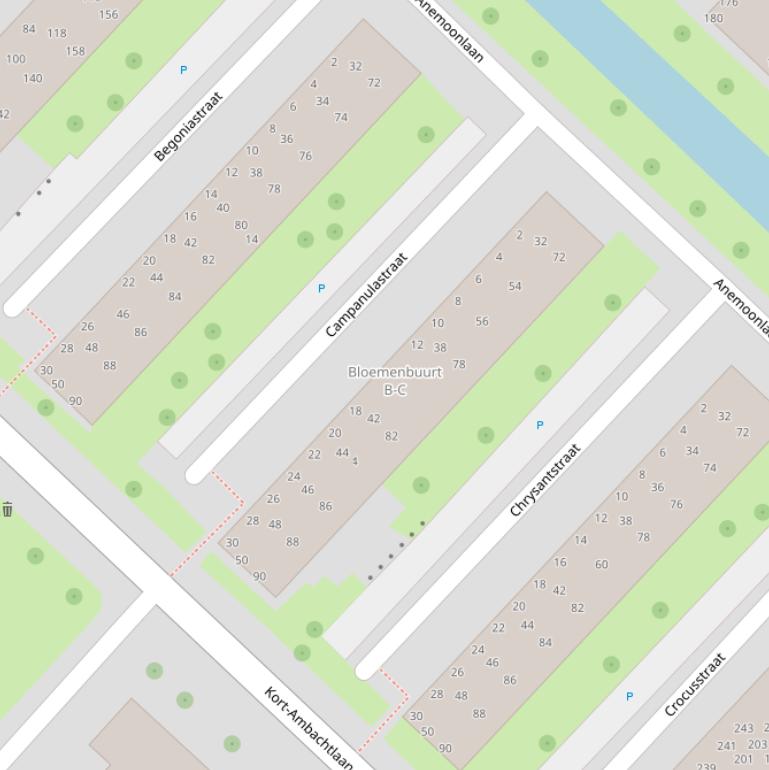 Kaart van de Campanulastraat.