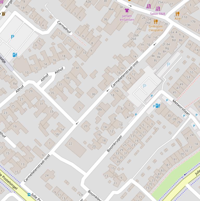 Kaart van  Carmelietenstraat-oost.